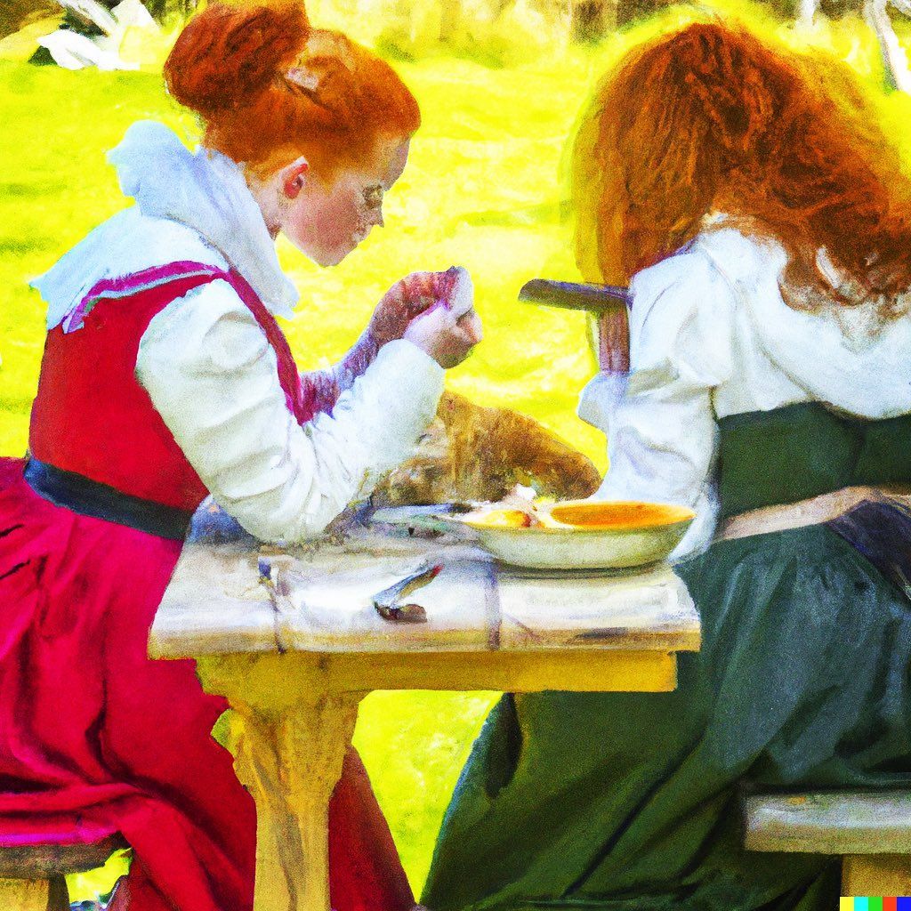 Shared Repast in Red